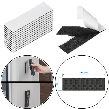 Extra starkes selbstklebendes Klettband 30 mm x 10 cm 12 Stück schwarz zuschneidbar für Haushalt Wohnmobil Wohnwagen aus Nylon