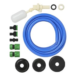 Wassertank Fuellset 3/4 Zoll Anschluss, 7,5 m PVC Zulauf, Schwimmerventil, Druckminderer, Schnellkupplung Set, Verschlusskappen fuer Wohnmobil Wohnwagen