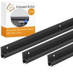 3x Kederschiene Alu schwarz 100 cm 180 Grad für...
