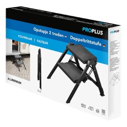 Trittstufe klappbar Doppeltrittstufe aluminium schwarz 595 x 460 x 200/400 mm für Wohnwagen Wohnmobil Haushalt EN14183:2003