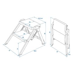Trittstufe klappbar wohnwagen trittstufe EN14183:2003 595 x 460 x 200/400 mm Aluminium schwarz tritthocker klappbar für Camping Haushalt bis 150 kg
