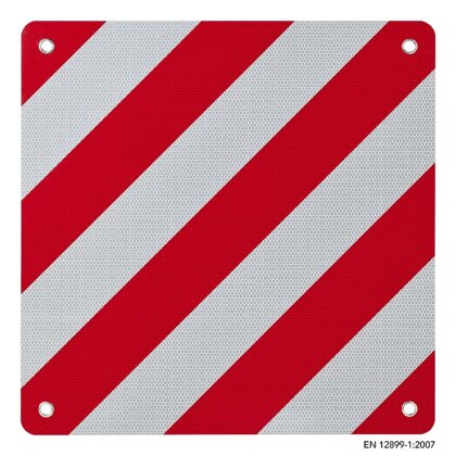 Warntafel Italien Fahrradträger 50x50cm Aluminium rot weiß Kennzeichnung für Ladegut Wohnmobil Wohnwagen Montage einstecken oder festbinden auch für Baustellenverkehr! CE25 EN 12899-1:2007