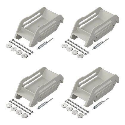 4x Adapterset Wohnwagen Stützfuss Erhöhung 45 mm Stützplatten Adapter Ausdrehstütze grau 25,5x10,5 cm Kunststoff Stahl Caravan Stütze bis 1250 kg