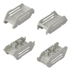 4x Adapterset Wohnwagen Stützfuss Erhöhung 45 mm Stützplatten Adapter Ausdrehstütze grau 25,5x10,5 cm Kunststoff Stahl Caravan Stütze bis 1250 kg