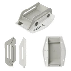 4x Adapterset Wohnwagen Stützfuss Erhöhung 45 mm Stützplatten Adapter Ausdrehstütze grau 25,5x10,5 cm Kunststoff Stahl Caravan Stütze bis 1250 kg