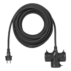 Gummikabel 3x2,5mm² 10 Meter H07RN-F Verlängerungskabel außen VDE Neoprenkabel3G2,5mm² schwarz 3-Fach Schuko Steckdose IP44 16A 230V max. 3680W Stromkabel Verlängerung