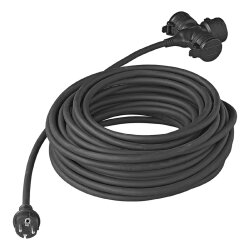 Gummikabel 3x2,5mm² 20 Meter H07RN-F Verlängerungskabel außen VDE Neoprenkabel3G2,5mm² schwarz 3-Fach Schuko Steckdose IP44 16A 230V max. 3680W Stromkabel Verlängerung