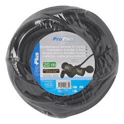 Gummikabel 3x2,5mm² 20 Meter H07RN-F Verlängerungskabel außen VDE Neoprenkabel3G2,5mm² schwarz 3-Fach Schuko Steckdose IP44 16A 230V max. 3680W Stromkabel Verlängerung