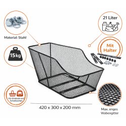 Fahrradkorb hinten Metall schwarz 420x300x200 mm...