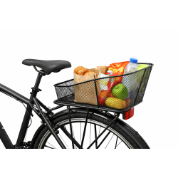 Fahrradkorb hinten Metall schwarz 420x300x200 mm Gepäckträgerkorb Fahrrad inkl Befestigungsmaterial Transport Schultaschenkorb 21L 15kg Traglast Wabengitter