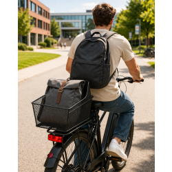 Fahrradkorb hinten Metall schwarz 420x300x200 mm Gepäckträgerkorb Fahrrad inkl Befestigungsmaterial Transport Schultaschenkorb 21L 15kg Traglast Wabengitter