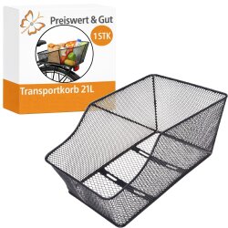 Fahrradkorb hinten Metall schwarz 460x300x200 mm Gepäckträgerkorb Fahrrad inkl Befestigungsmaterial Transport Schultaschenkorb 21L 15kg Traglast Wabengitter