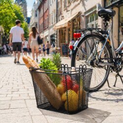 Fahrradkorb hinten abnehmbar – Gepäckträgerkorb 35x23x32cm – stabiler Drahtkorb bis 25 Liter – ideal für Schultaschen, Einkäufe & Freizeit – Fahrradkorb für Gepäckträger