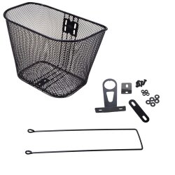 Metall Fahrradkorb schwarz 335 x 270 x 260 mm 23L mit Klicksystem Lenkeradapter vorne für Fahrräder inkl Montagematerial Tragebügel Griff 5kg Traglast Kippschutz