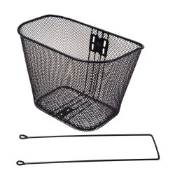 Metall Fahrradkorb schwarz 335 x 270 x 260 mm 23L mit Klicksystem Lenkeradapter vorne für Fahrräder inkl Montagematerial Tragebügel Griff 5kg Traglast Kippschutz