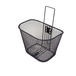 Metall Fahrradkorb schwarz 335 x 270 x 260 mm 23L mit Klicksystem Lenkeradapter vorne für Fahrräder inkl Montagematerial Tragebügel Griff 5kg Traglast Kippschutz