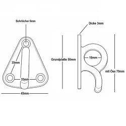 20x Planenhaken Anhänger Metall Zurrhaken mit Öse 70x45 mm Spannhaken verzinkt