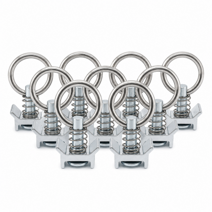 10x Airlineschiene Fitting 1 Zoll 25,4 mm Airline Schiene SWL /WLL daN 900 Arbeitsbelastung 900 kg verzinkt Ring Innen 30 mm Zurröse für Anhänger
