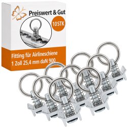 10x Airlineschiene Fitting 1 Zoll 25,4 mm Airline Schiene SWL /WLL daN 900 Arbeitsbelastung 900 kg verzinkt Ring Innen 30 mm Zurröse für Anhänger