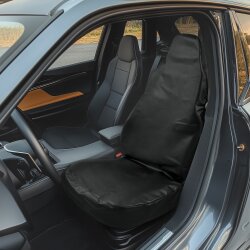 2x Sitzbezug Werkstattschoner PU Kunstleder Schwarz wasserfest ölbeständig rutschhemmend reißfest Sitzauflage für Standardsitze Autositzschoner Sitzschutz 200 cm