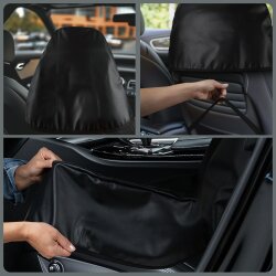 2x Sitzbezug Werkstattschoner PU Kunstleder Schwarz wasserfest ölbeständig rutschhemmend reißfest Sitzauflage für Standardsitze Autositzschoner Sitzschutz 200 cm