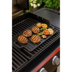 2 STK Gusseisenpfanne Durchmesser 31cm Rund 2,9kg Eckig 40x20 cm mit Griffen Grill Platte BBQ