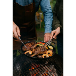 2 STK Gusseisenpfanne Durchmesser 31cm Rund 2,9kg Eckig 40x20 cm mit Griffen Grill Platte BBQ