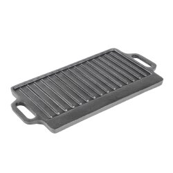 2x Grillplatte Gusseisen Pfanne 31cm Rund 2,9kg Eckig 40x20 cm Grill Platte BBQ