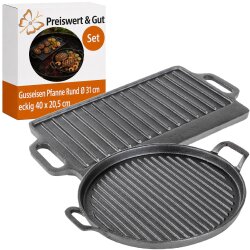 Gusseisenplatte 2er Set rund Ø 31 cm 2,9kg und...