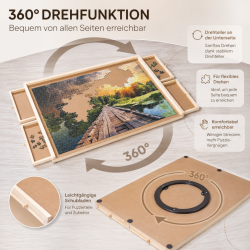 Puzzletisch mit Schubladen und Drehplatte 30cm Puzzle Tisch 1000 Teile 76x56x4cm