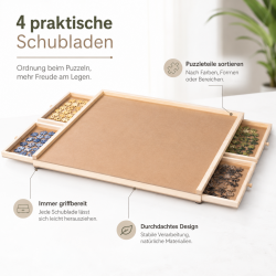 Puzzletisch mit Schubladen und Drehplatte 30cm Puzzle Tisch 1000 Teile 76x56x4cm