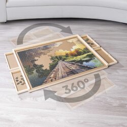 Puzzletisch mit Schubladen und Drehplatte 30cm Puzzle Tisch 1000 Teile 76x56x4cm