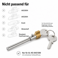 Steckschloss AL-KO AKS1300 kompatibel Diebstahlsicherung kein Originalteil - Steckmontage ohne Bohren und ohne Demontage 11,5 x 97,5 mm