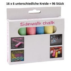 Strassenkreide XXL Kinder Malkreide 96 Stück Kreide...